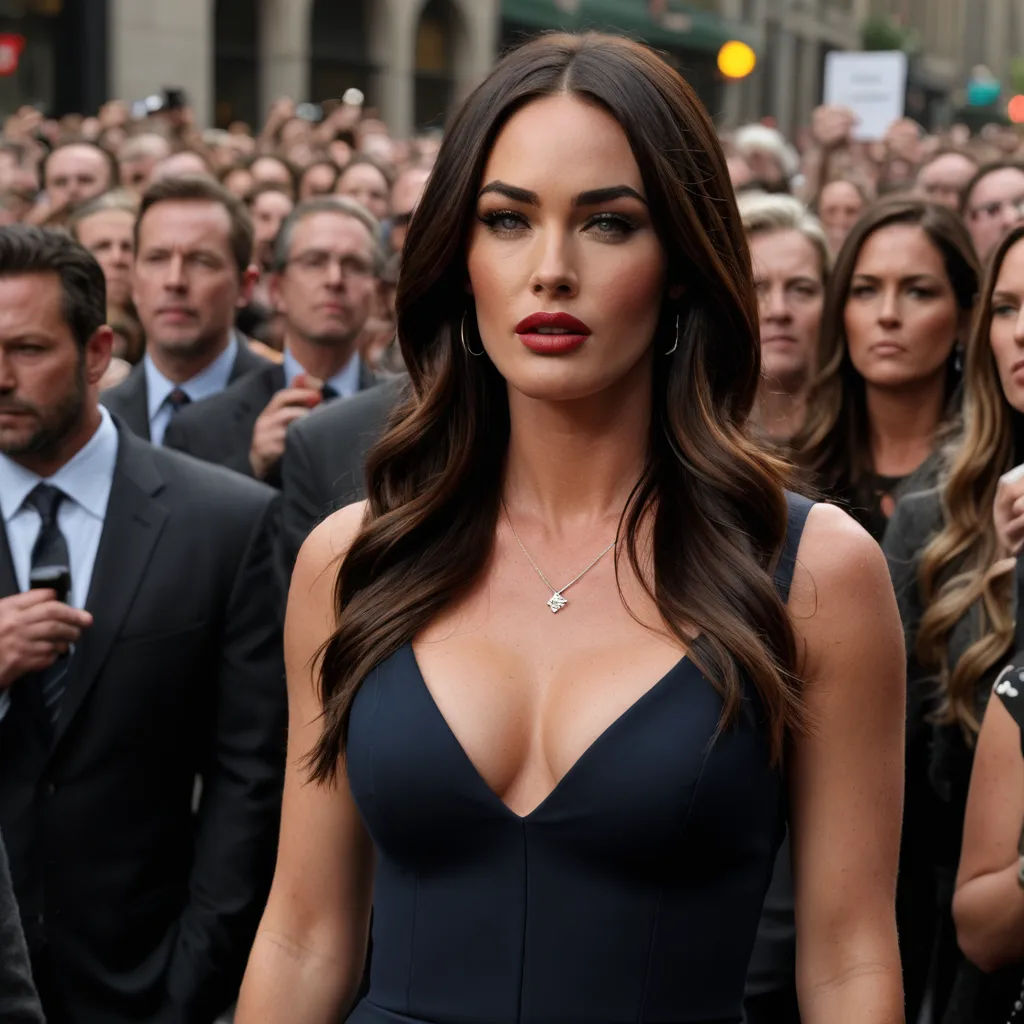 a woman in a black dress standing in front of a crowd of people in a city street with a man in a suit, figurativism, a renaissance painting, Anna Katharina Block, goddess