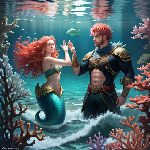 a man and a woman are standing in the water with a fish in their hands and a fish in their hand