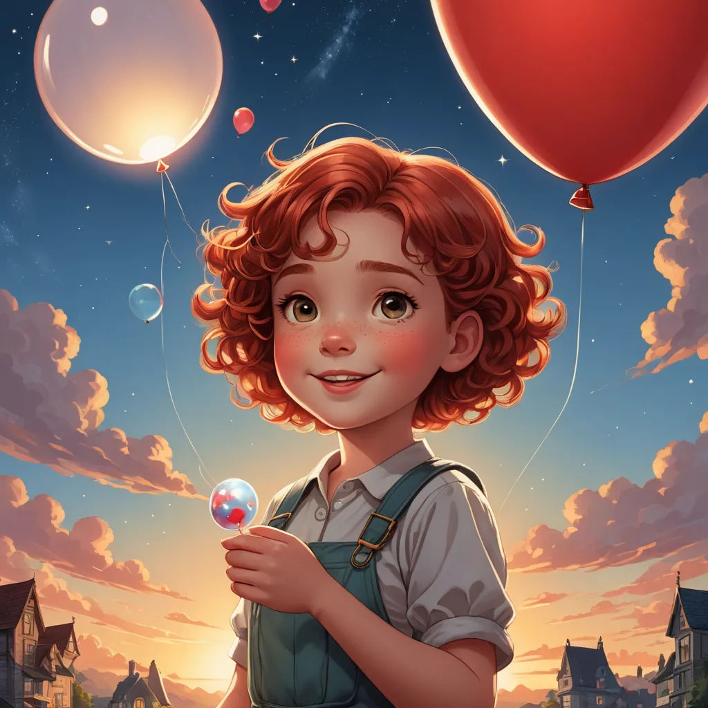 a painting of a girl holding a bubble in her hand and balloons floating in the air above her head, fantasy art, a storybook illustration, Alejandro Burdisio, trending on art station