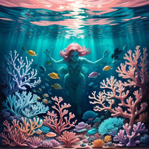 New Ocean Mermaid Maiden Holding Fish Figurine Life Under The Sea