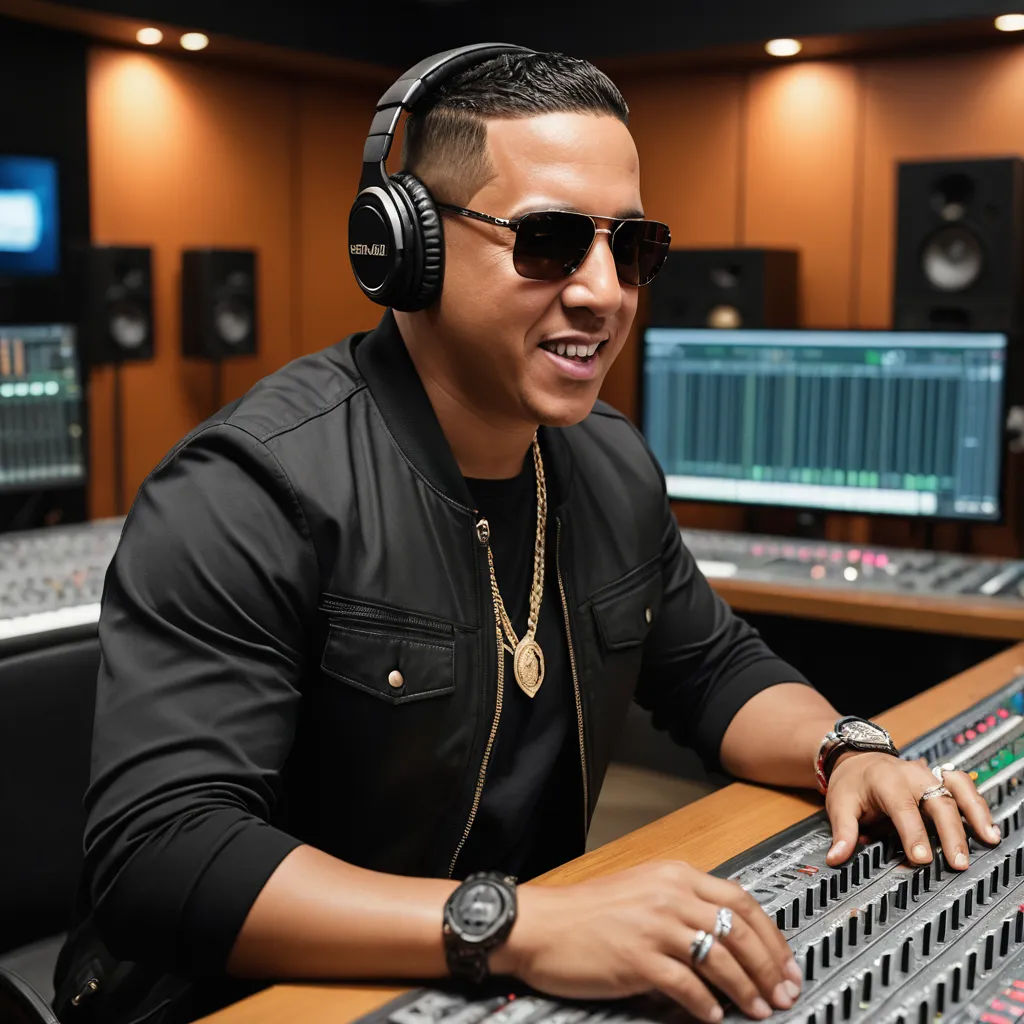 a man wearing headphones and a black jacket sitting in front of a sound board with headphones on, american barbizon school, a stock photo, Arturo Rivera, promotional image