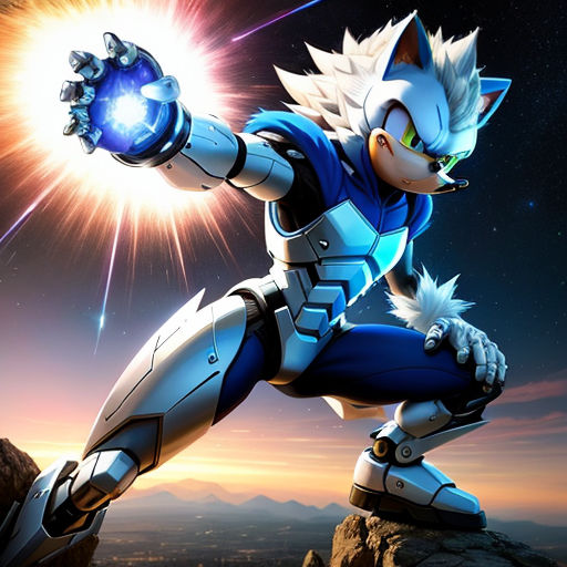 a cartoon character holding a ball in his hand and a sky background with stars and a mountain in the background