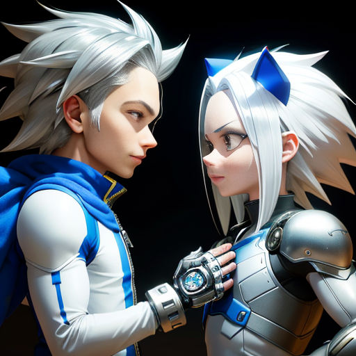 two people dressed in costumes standing next to each other with their hands on their chests and looking at each other