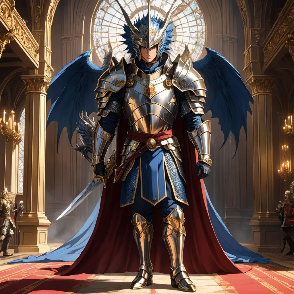 a man in a suit of armor standing in a room with a stained glass window and a stained glass window, fantasy art, concept art, Clint Cearley, magic the gathering artwork