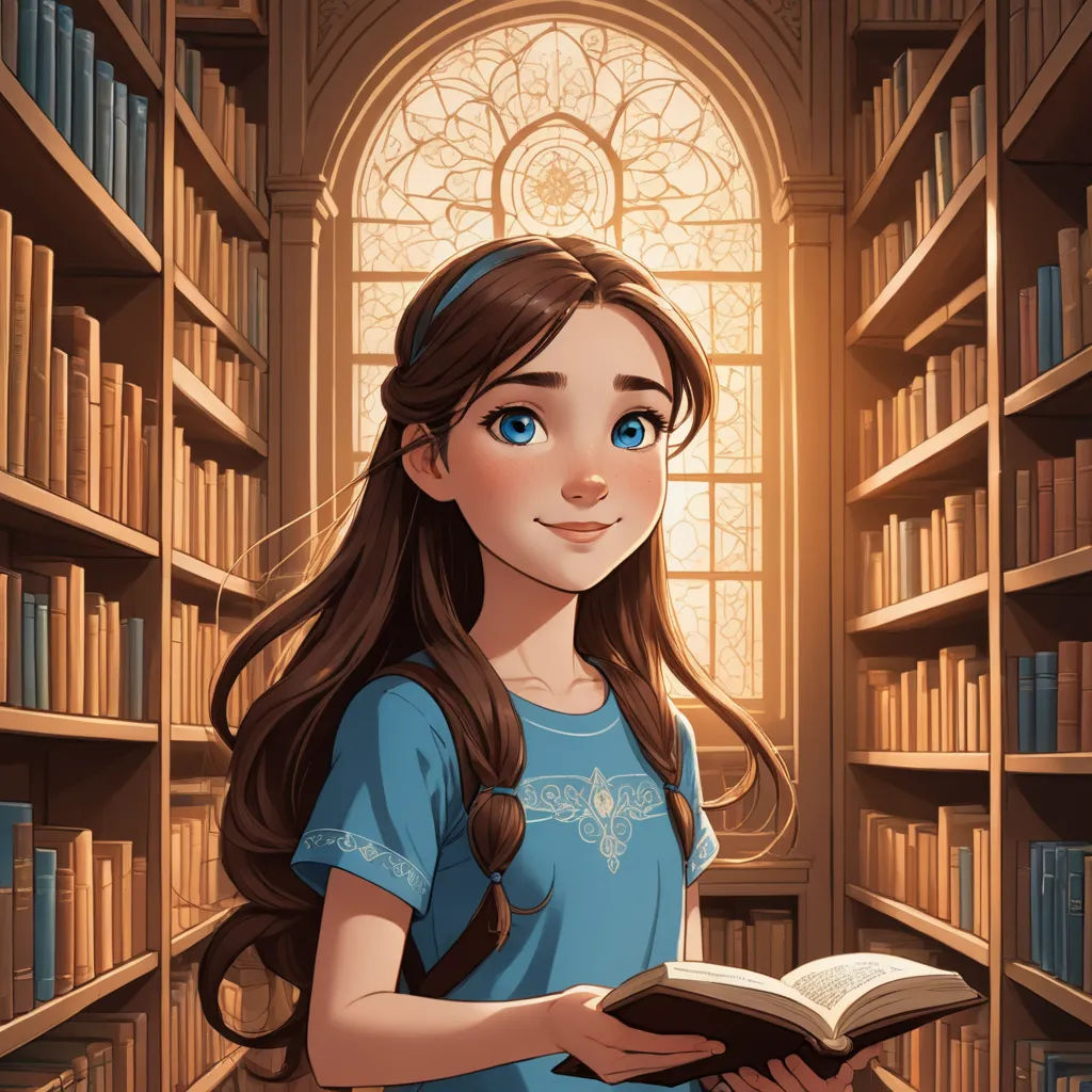 a girl is reading a book in a library with a window in the background and a bookcase full of books, fantasy art, a storybook illustration, Clarice Beckett, rossdraws global illumination