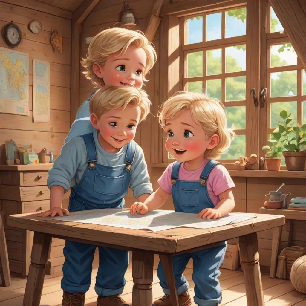 a painting of two children sitting at a table and looking at a book with a pencil in their hand, Brothers Hildebrandt, american scene painting, a storybook illustration, official art