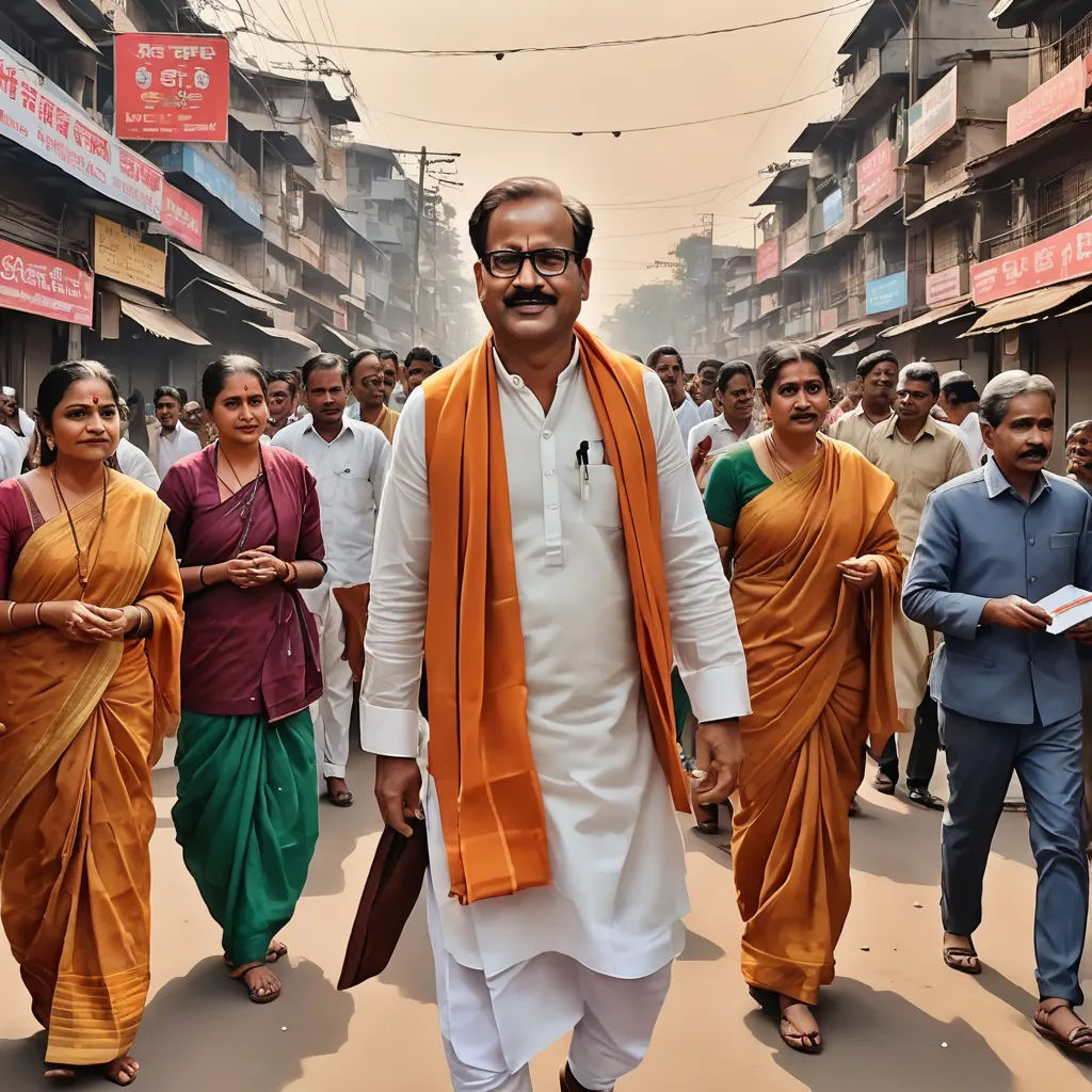 a man in a white shirt and orange scarf walking down a street with other people in the background and a string of lights overhead, bengal school of art, a character portrait, Bikash Bhattacharjee, movie still