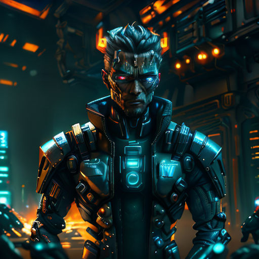 a man in a futuristic suit standing in a city at night with his hands on his hips and his hands on his hips
