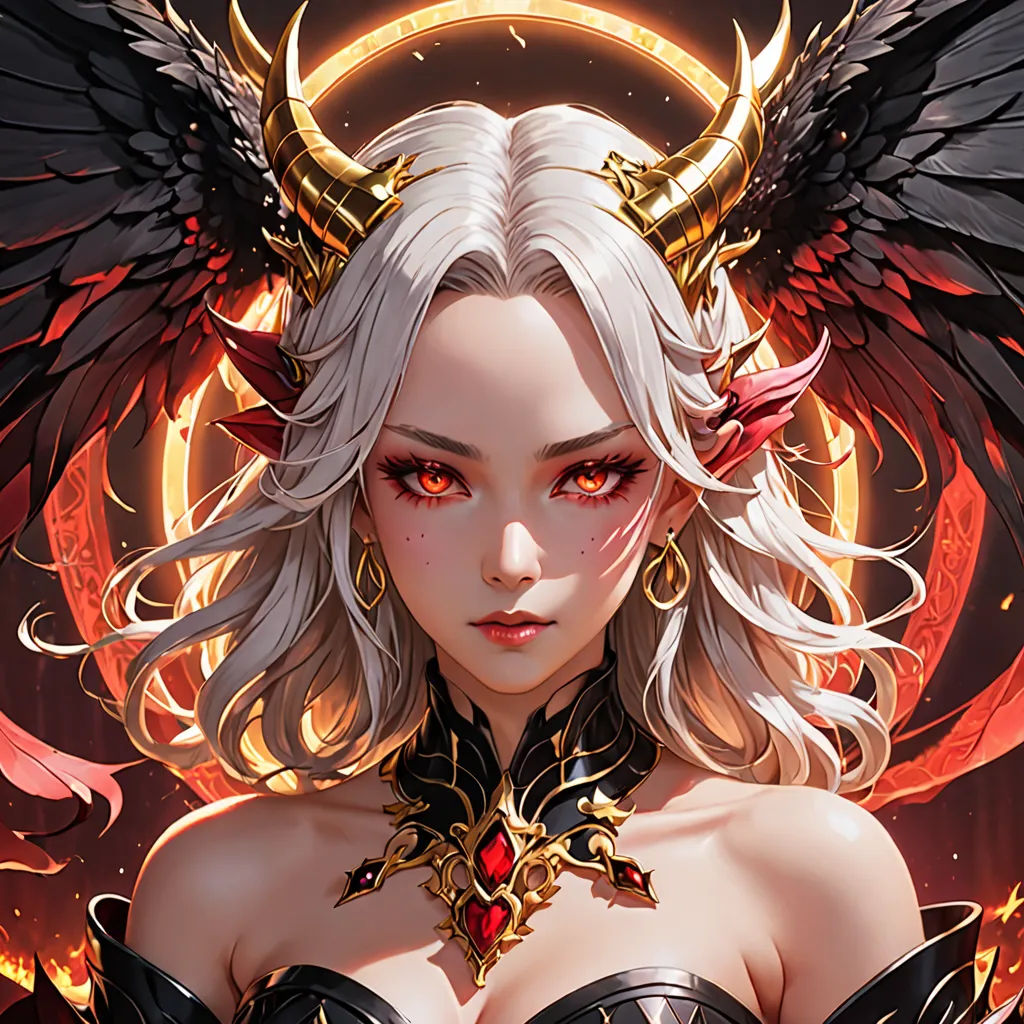 a woman with wings and a ring around her neck and chest, with a ring around her neck and a ring around her neck, fantasy art, a detailed painting, Anne Stokes, fantasy character portrait