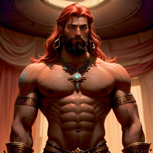 a man with a beard and a beard ring on his chest and a beard ring around his neck and chest