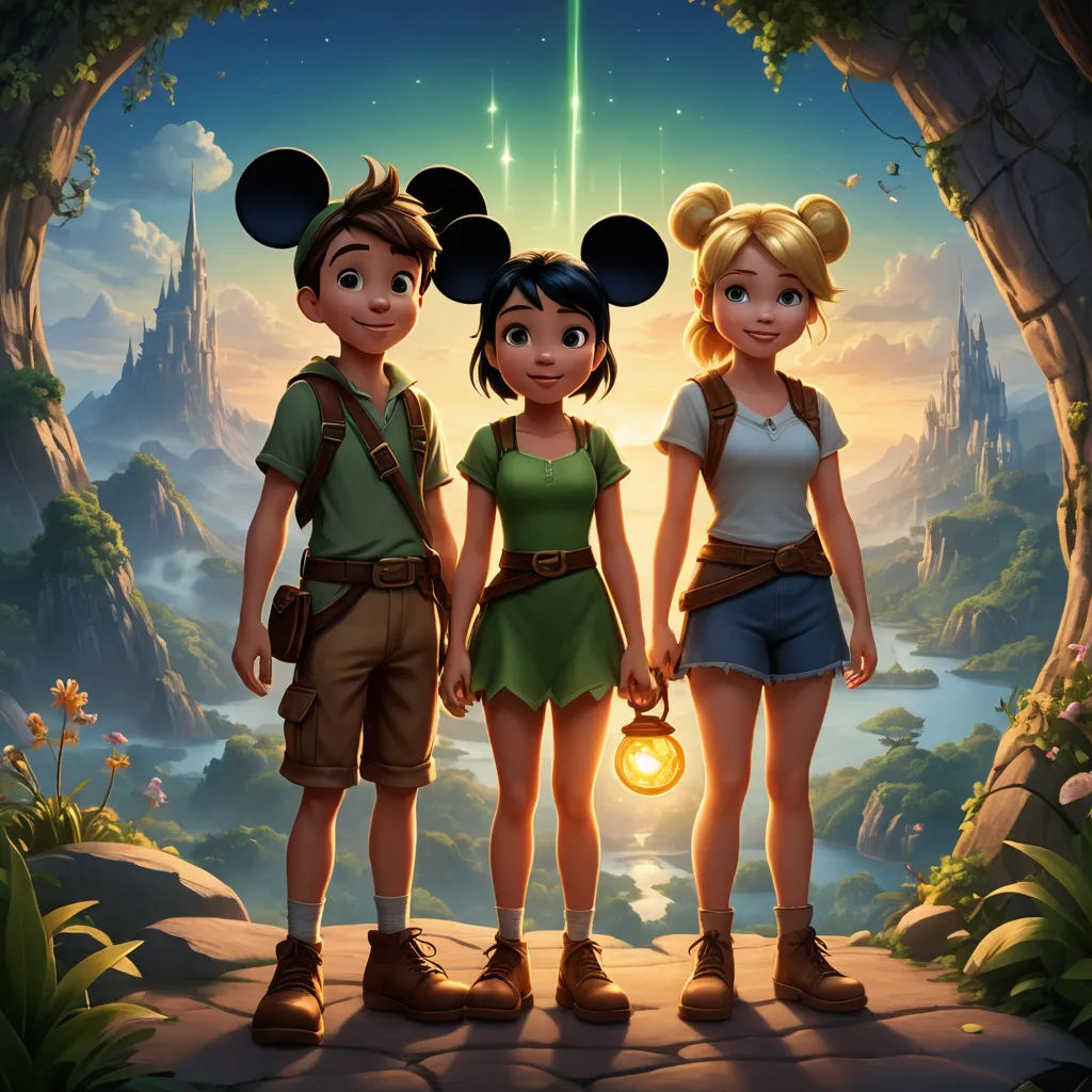 a couple of people standing next to each other on a field of grass and trees with a light in their hand, sots art, concept art, disney, rossdraws global illumination