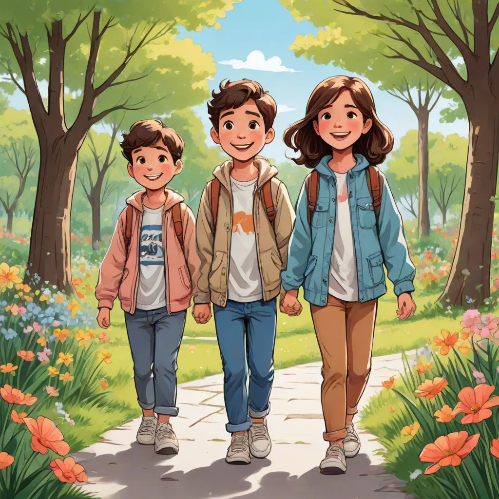 a couple of people walking down a path next to trees and flowers on a sunny day with a dog, paris school, a storybook illustration, Diego Gisbert Llorens, official art