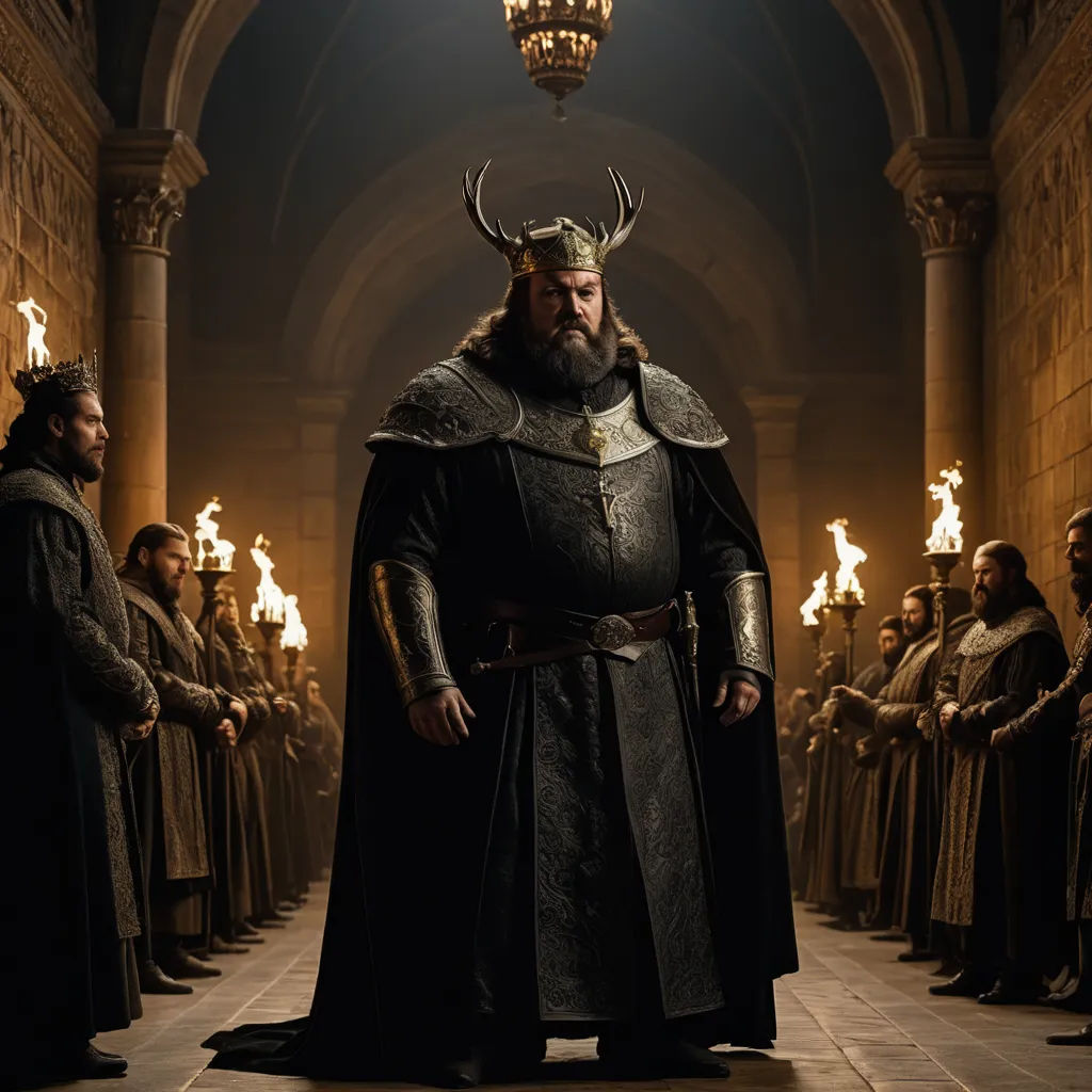 a man in a costume standing in a room with other men in robes and lights behind him, all dressed in medieval clothing, dau-al-set, a poster, Edward Otho Cresap Ord, II, promotional image