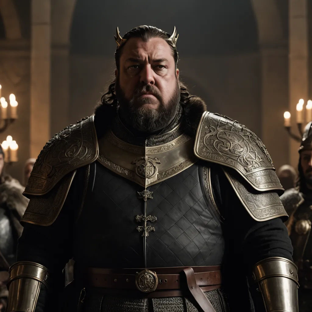 a man in a suit of armor with horns and horns on his head, standing in front of other men, dau-al-set, a character portrait, Clovis Trouille, promotional image