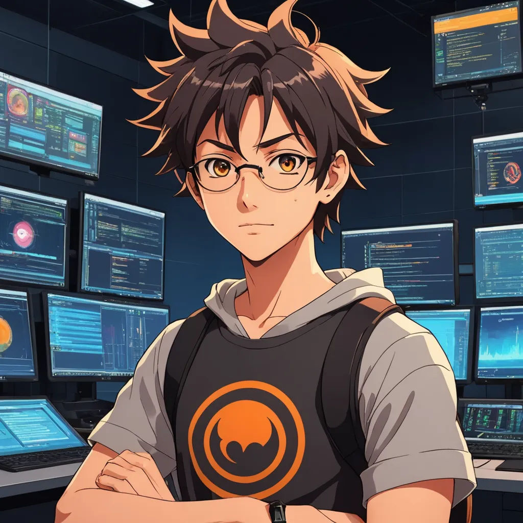 a man standing in front of a bunch of monitors with his arms crossed and his hands folded out in front of him, rayonism, a character portrait, Adam Manyoki, official art
