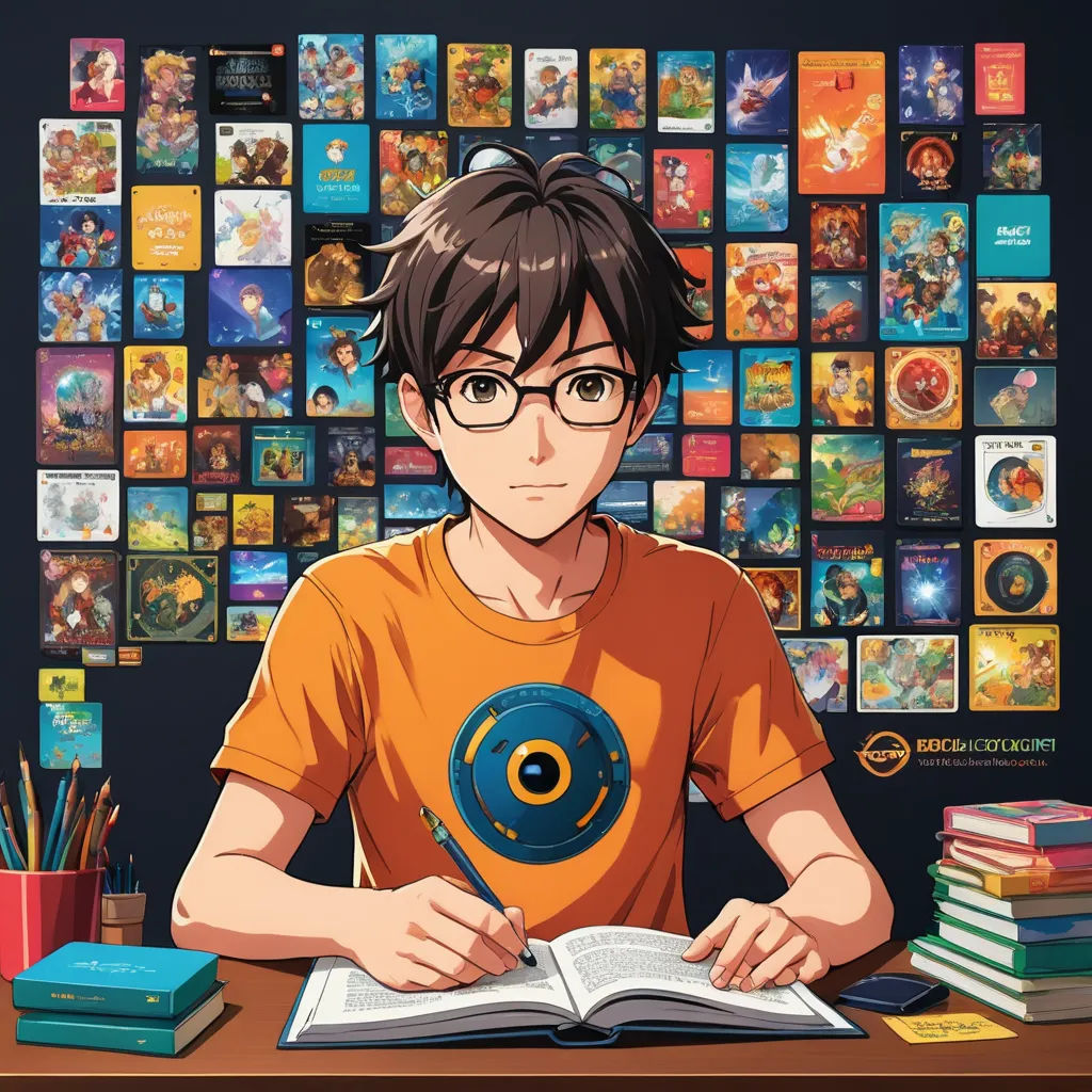 a boy sitting at a desk with a book and a book in front of him and a bunch of books behind him, sots art, computer graphics, artist, official art