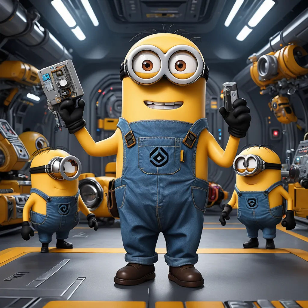 a minion holding a cell phone in a scene from despicable me with other minion characters, rayonism, an ambient occlusion render, Chris LaBrooy, unreal engine 5 highly rendered