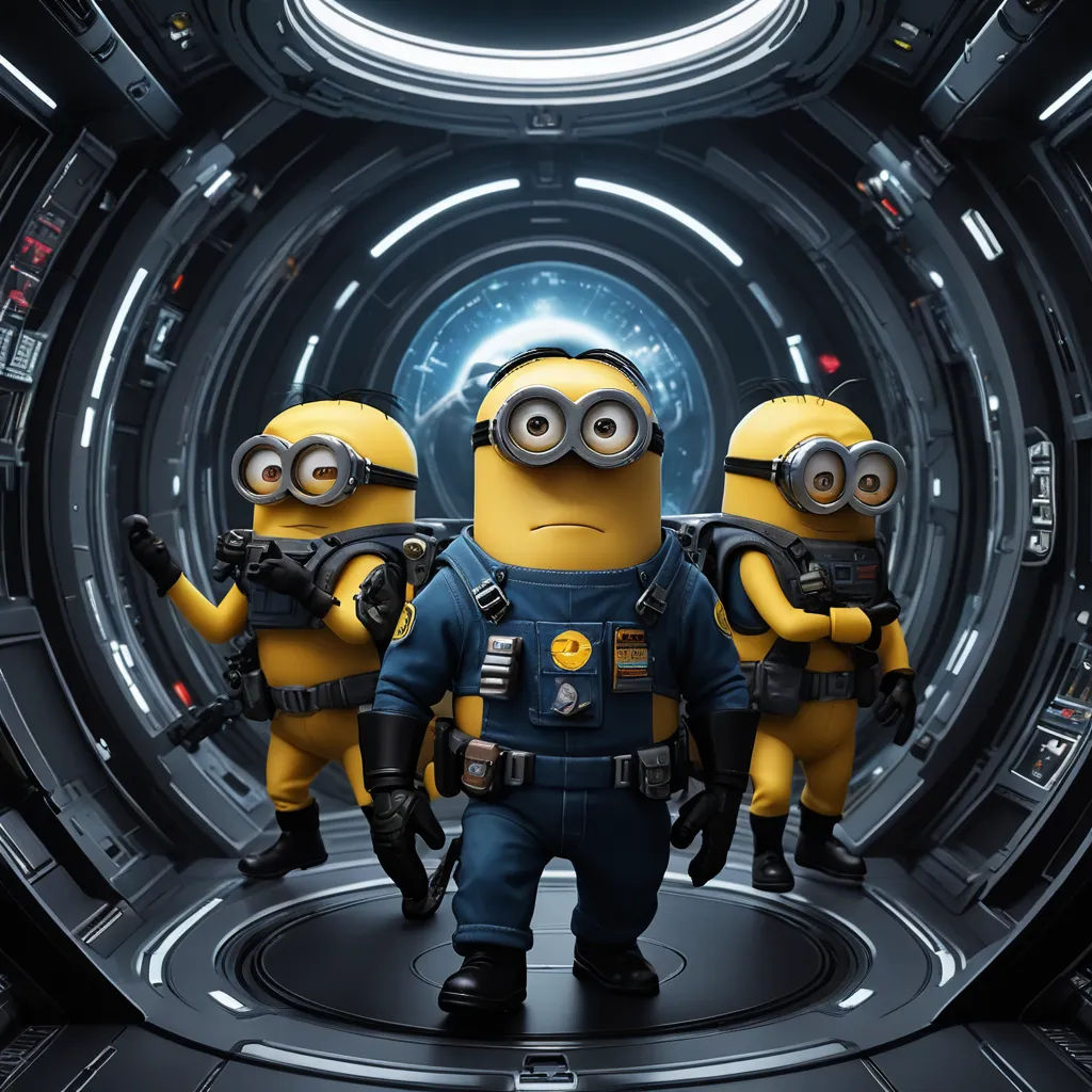 a group of minions in a sci - fi fi fi fi fi fi fi fi fi fi fi fi fi fi fi fi fi fi fi fi fi fi fi fi fi fi fi fi fi fi fi fi fi fi fi fi, rayonism, an ambient occlusion render, Chris LaBrooy, unreal engine 5 highly rendered
