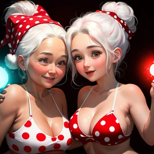 two women in bikinis holding up a glowing ball and a glowing light up ball in their hands,