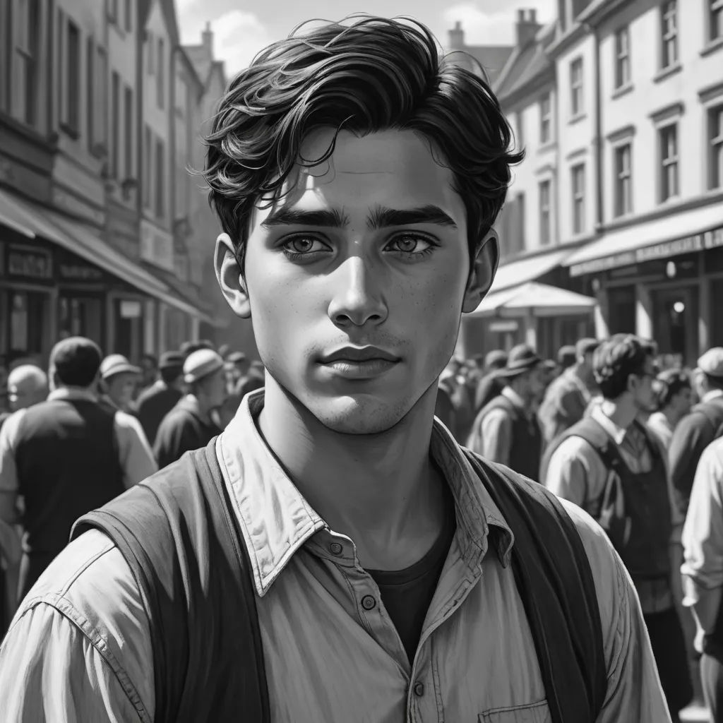a man with a backpack standing in front of a crowd of people in a city street with buildings and a crowd of people, photorealism, a photorealistic painting, Anthony Palumbo, ultra realistic illustration