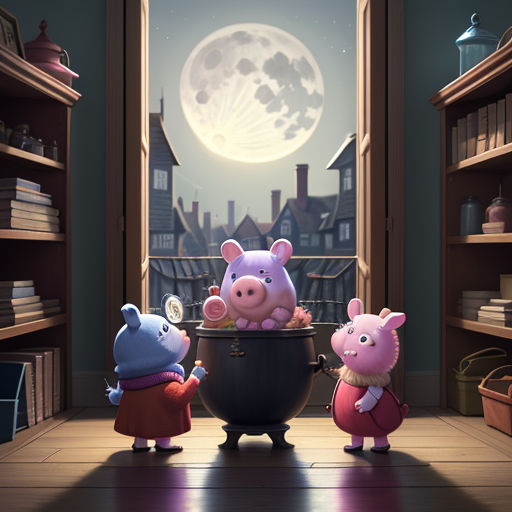 Piggies Under the Moon Wallpaper