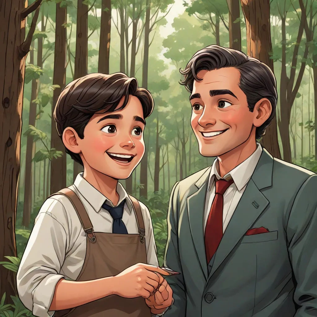 a man in a suit and tie standing next to a man in a forest with trees and bushes behind him, serial art, a comic book panel, Brothers Hildebrandt, official art