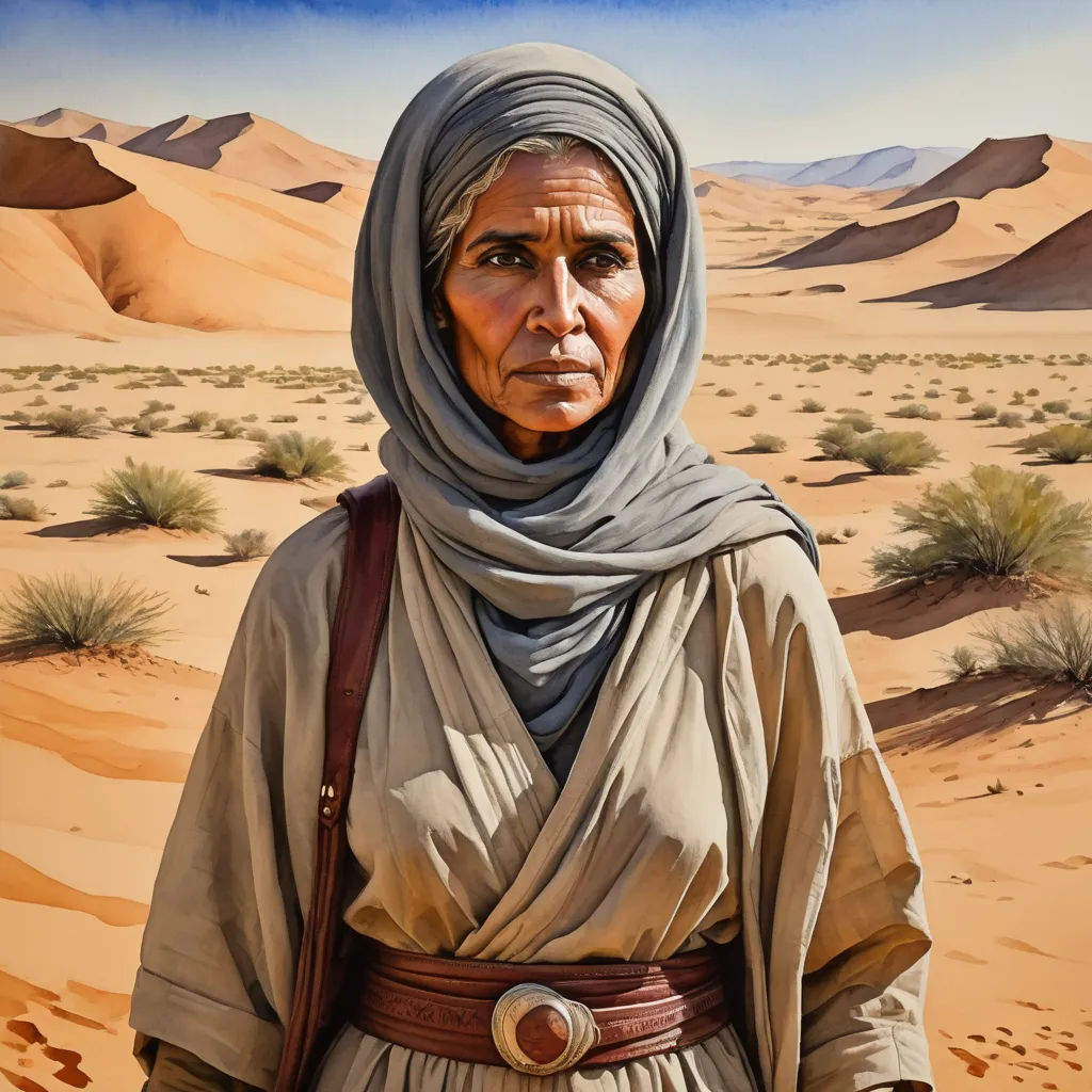 a painting of a woman in a desert setting with a desert background and a sky background, with a blue sky and a few clouds, figurative art, a photorealistic painting, David Ligare, extremely detailed oil painting