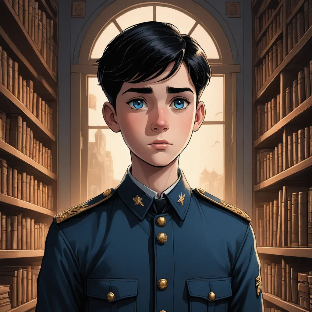 a cartoon of a man in a library with bookshelves in the background and a window to the left, sots art, a character portrait, Cedric Peyravernay, official art