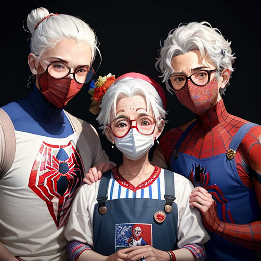 three people wearing masks and standing next to each other with their arms around each other and one person wearing a mask, realism, a hyperrealistic painting, Alton Tobey, ultra realistic faces