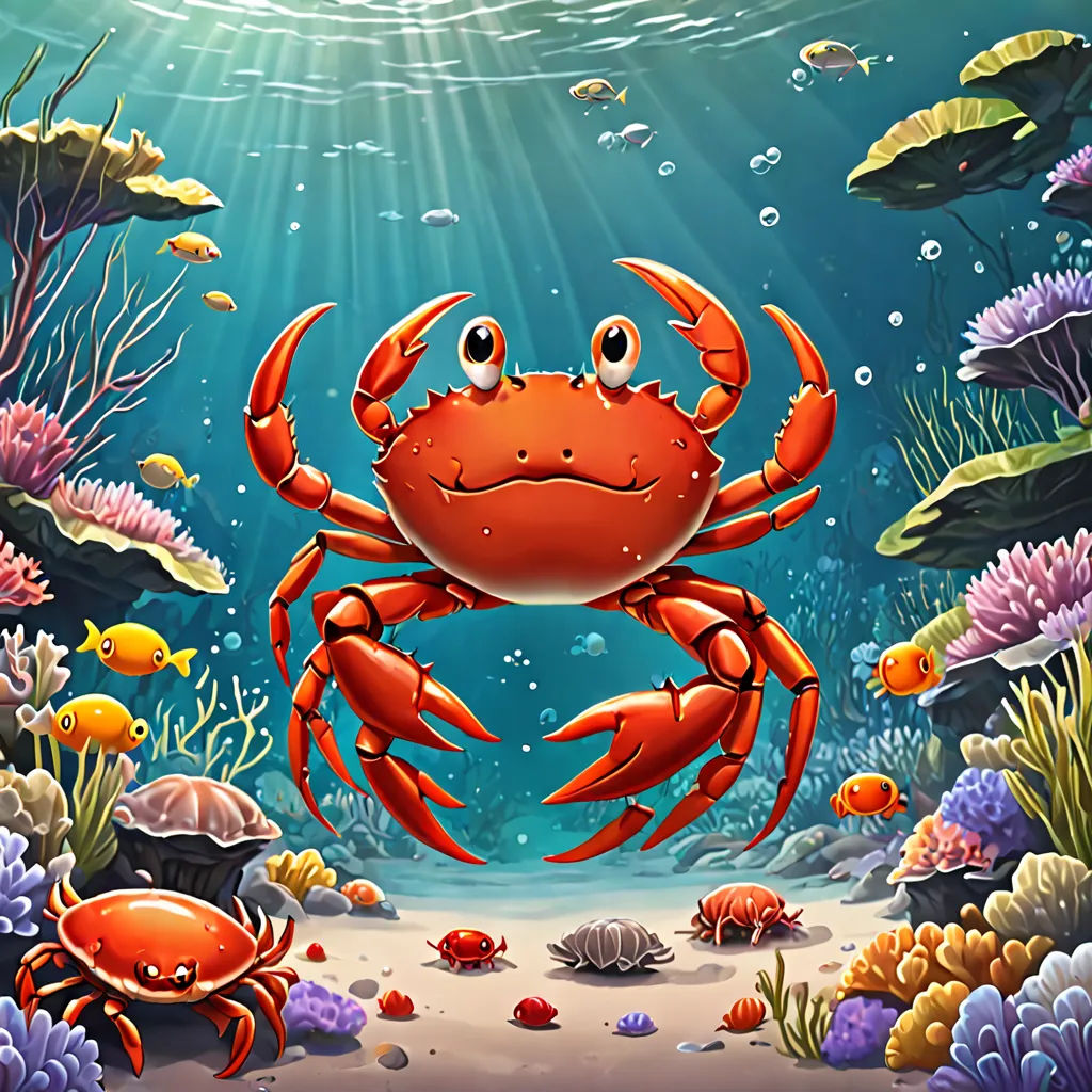 a crab under the sea with fish and corals under water illustration by alex krapfa for the children's book, the little mermaid, fantasy art, a storybook illustration, Craola, league of legends splash art