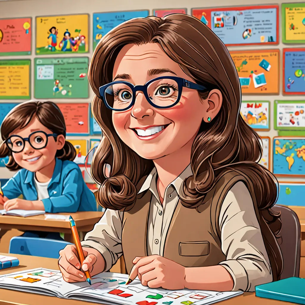 a cartoon of a girl sitting at a desk with a book and pencil in front of her and another girl in the background, academic art, a storybook illustration, Ada Gladys Killins, storybook illustration