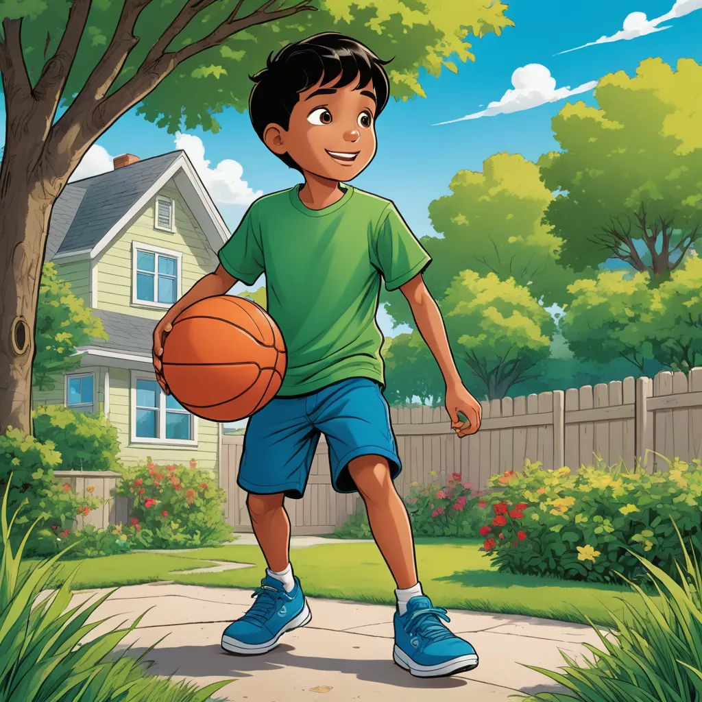 a boy holding a basketball in a suburban neighborhood illustration by michael kohle for the children's book, the little prince, american scene painting, a storybook illustration, Chris LaBrooy, promotional image