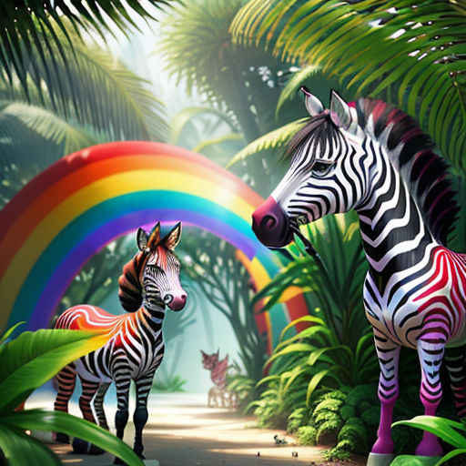 rainbow zebra jungle