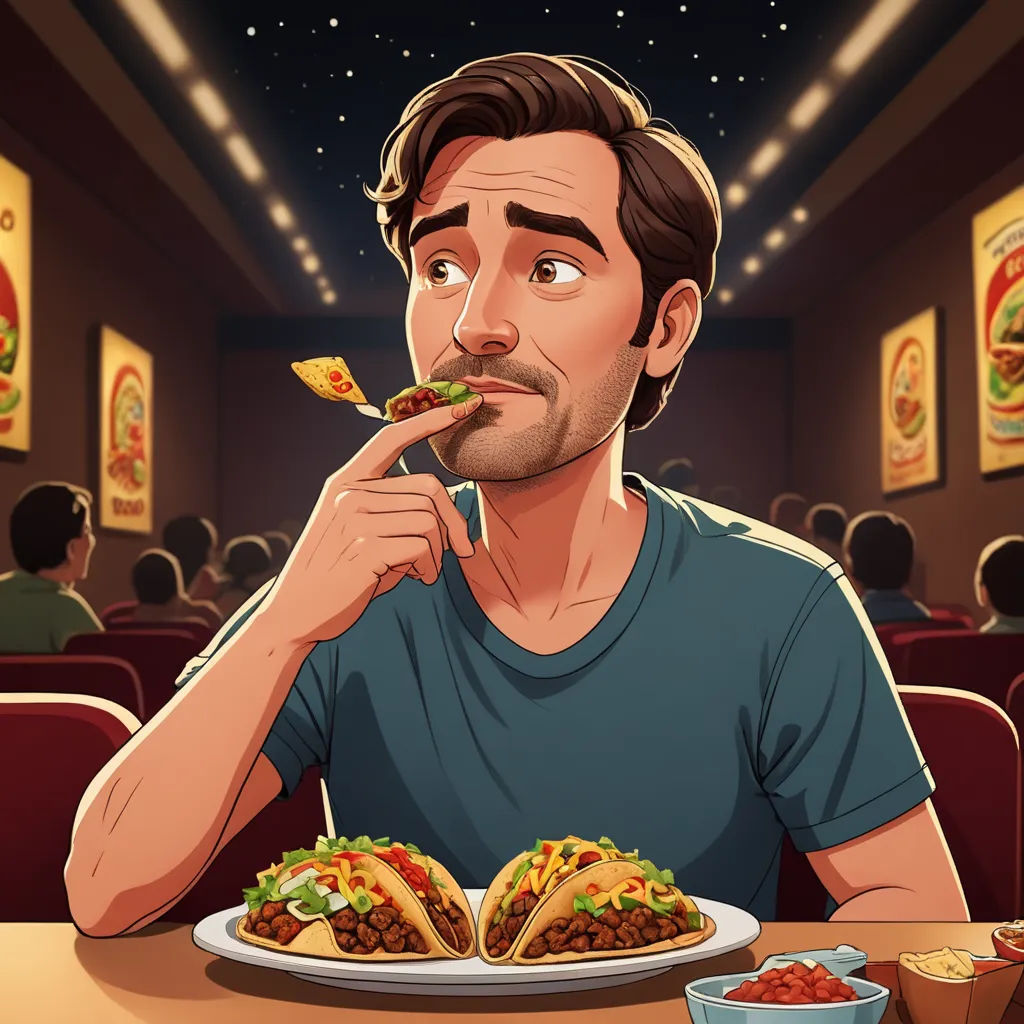 a man eating a plate of food in a restaurant with a lot of people watching him and eating a burrito, serial art, a character portrait, Alejandro Burdisio, official art
