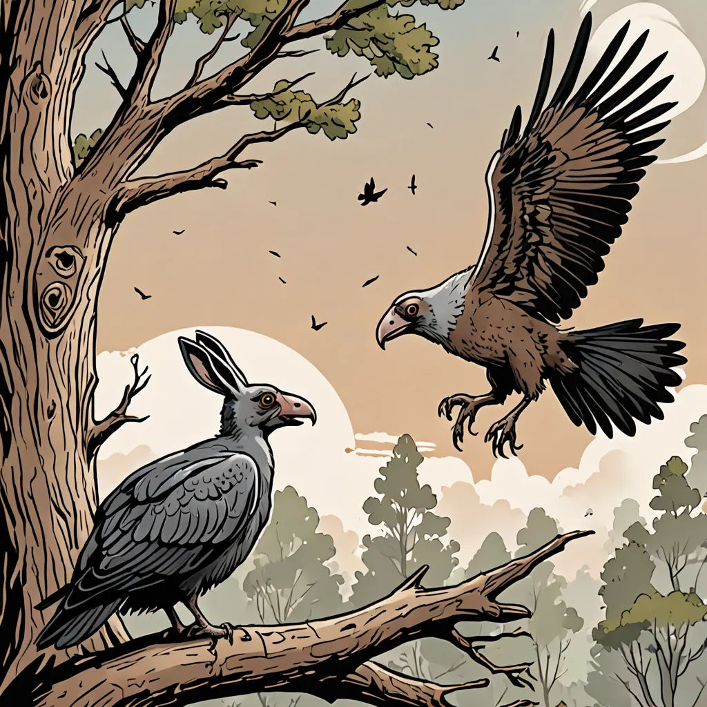 a bird is perched on a tree branch with another bird in the background and a full moon in the sky, primitivism, an illustration of, Dan Mumford, comic cover art