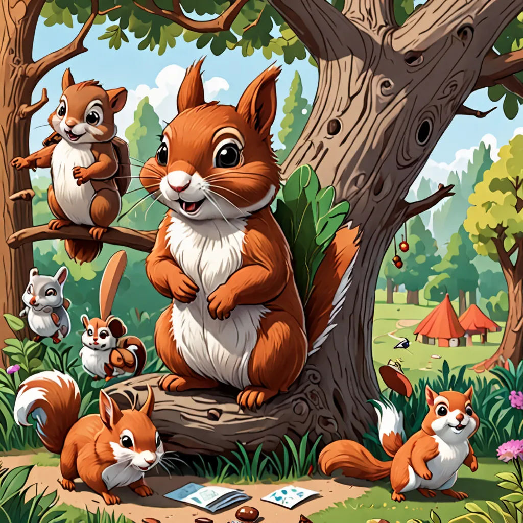 a group of animals that are sitting in the grass near a tree and a book on a log in the woods, Chris LaBrooy, furry art, a storybook illustration, official art
