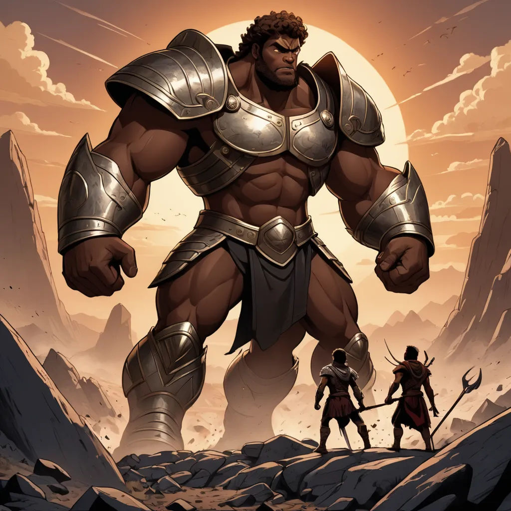 a man in armor standing next to a man in a desert area with a giant rock formation in the background, fantasy art, a comic book panel, Clint Cearley, epic fantasy character art