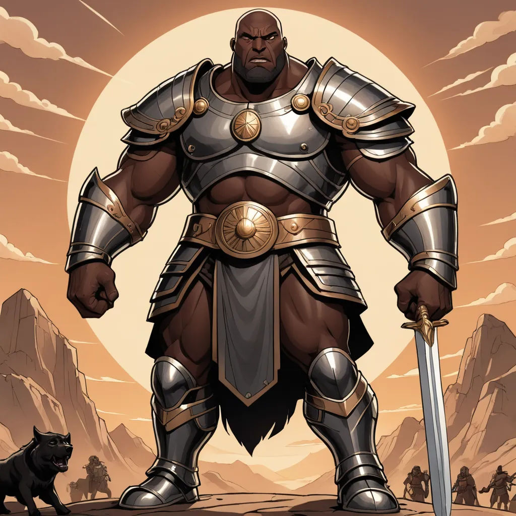 a cartoon of a man in armor with a sword in his hand and a black cat in the background, fantasy art, a comic book panel, Cedric Seaut (Keos Masons), epic fantasy character art