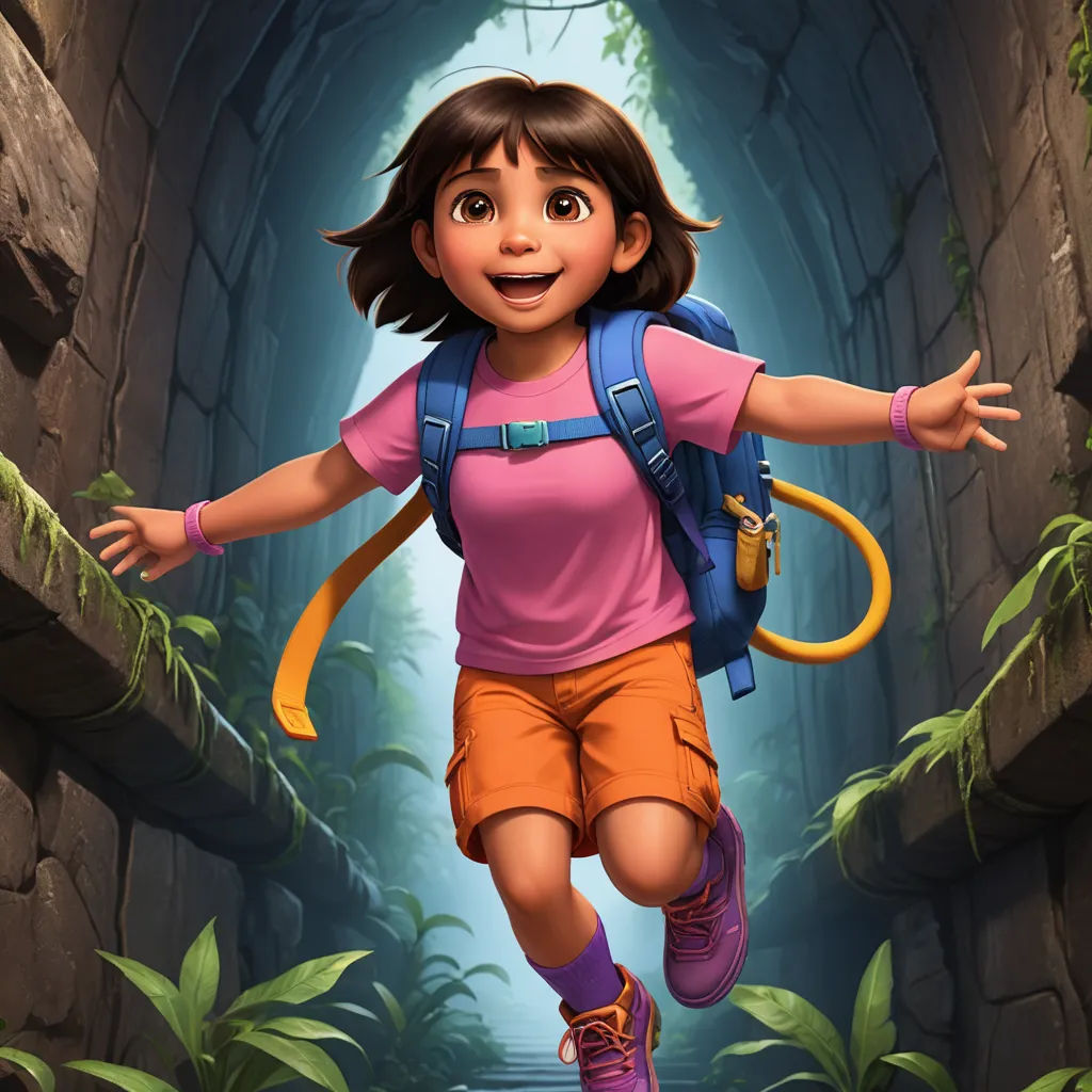 a girl is running through a tunnel with a backpack on her back and a backpack on her shoulder and a backpack on her shoulder, sots art, concept art, Cliff Childs, promotional image