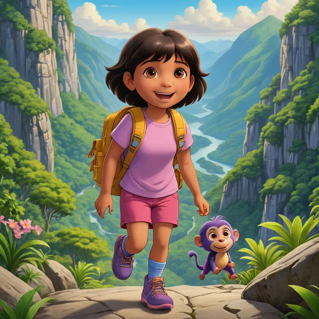 a girl and a monkey are walking in the jungle together in this cartoon picture from the animated dora dora, furry art, poster art, Ella Guru, promotional image