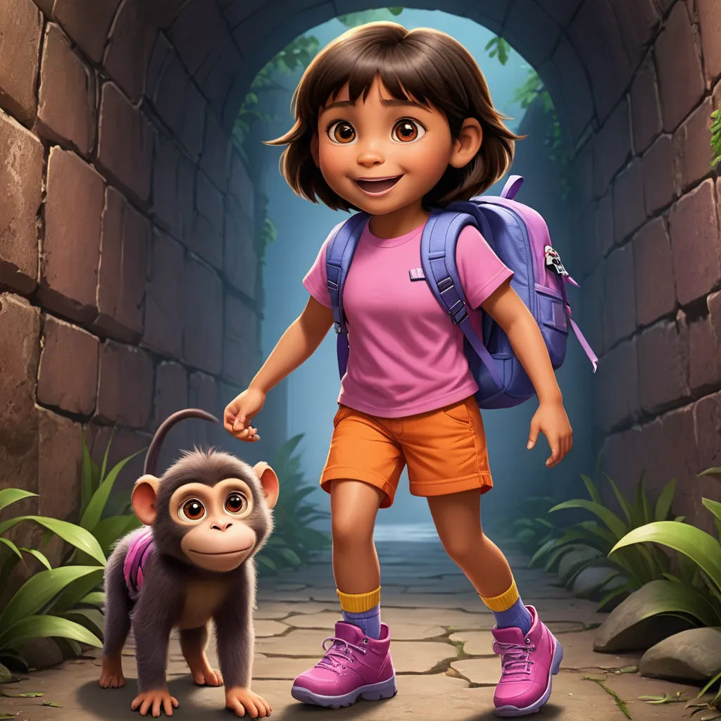 a girl with a backpack and a monkey in a tunnel with a light at the end of the tunnel, furry art, concept art, Ada Gladys Killins, promotional image