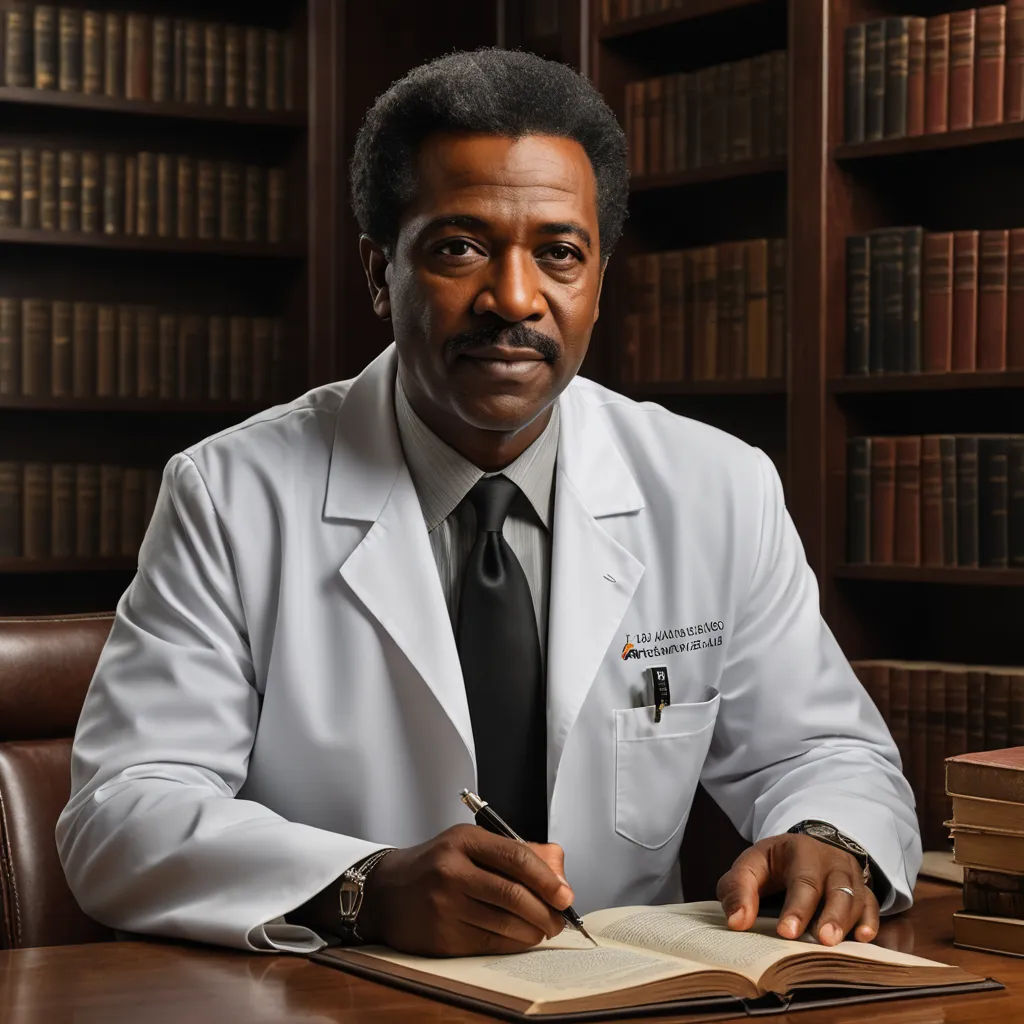 a man in a lab coat sitting at a desk with a book and pen in his hand and a book in front of him, neoplasticism, a character portrait, Dr. Atl, professional photo