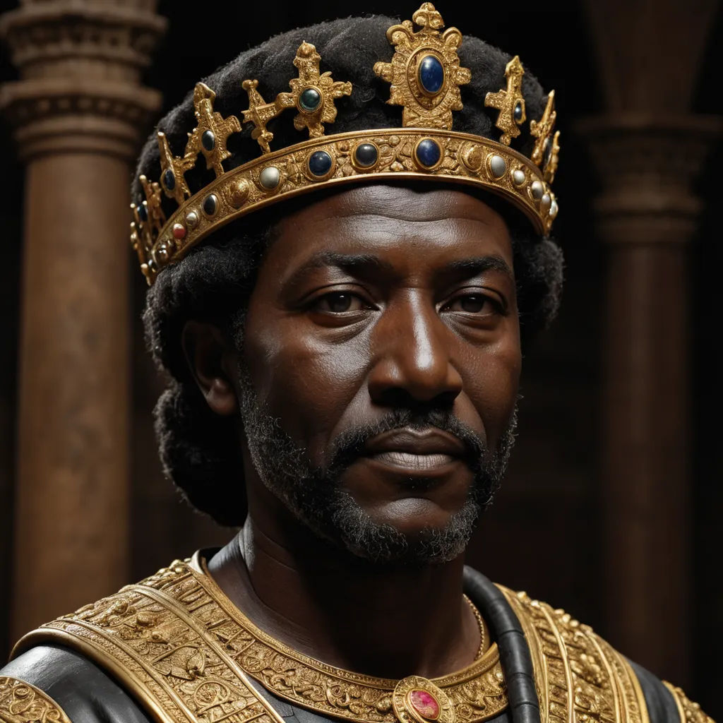 a statue of a man wearing a crown and a gold crown on his head and a black beard and beard, hyperrealism, a character portrait, Cedric Seaut (Keos Masons), highly detailed portrait