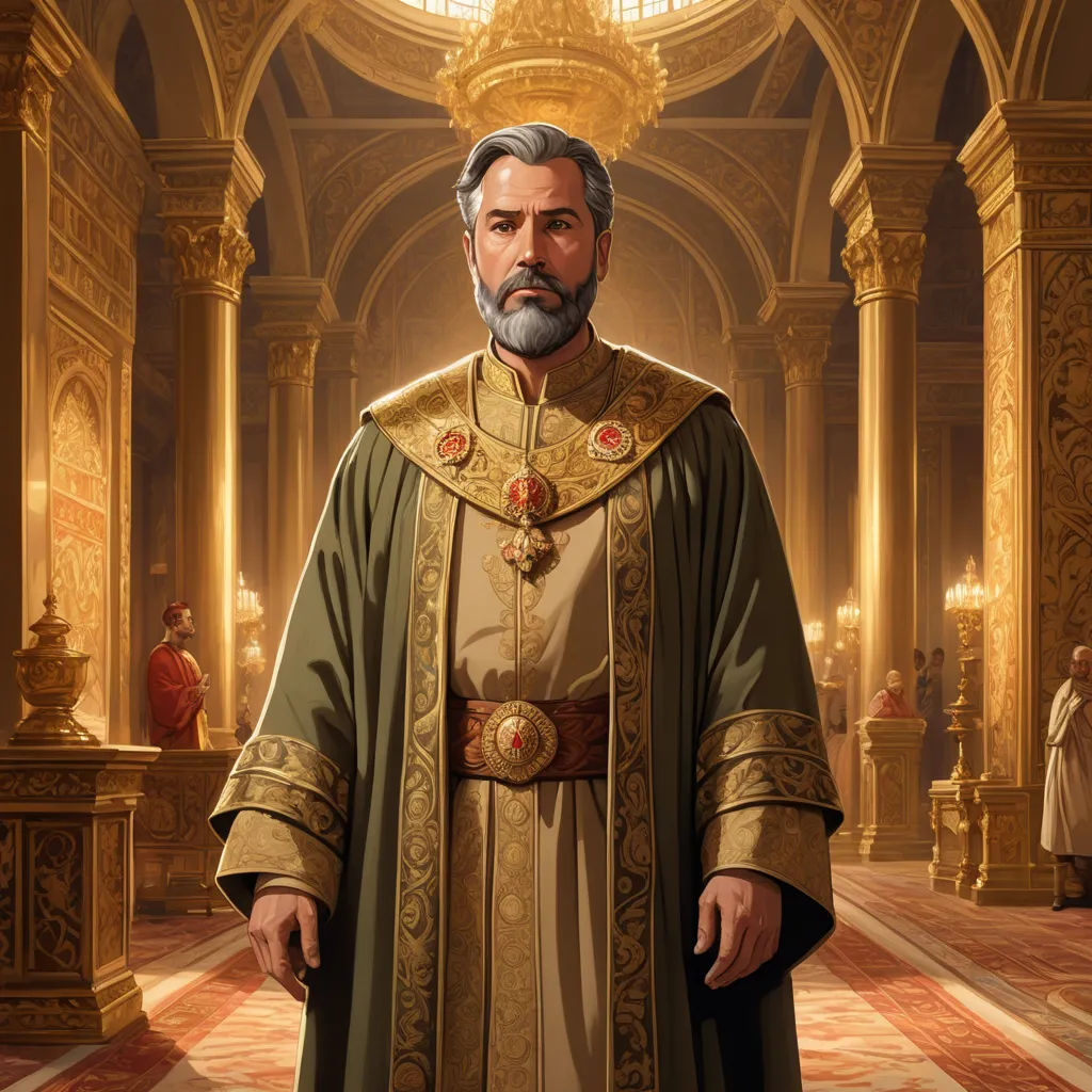a man in a priest's outfit standing in a church with a priest in the background and a priest in the foreground, fantasy art, a detailed painting, Donato Giancola, epic fantasy character art