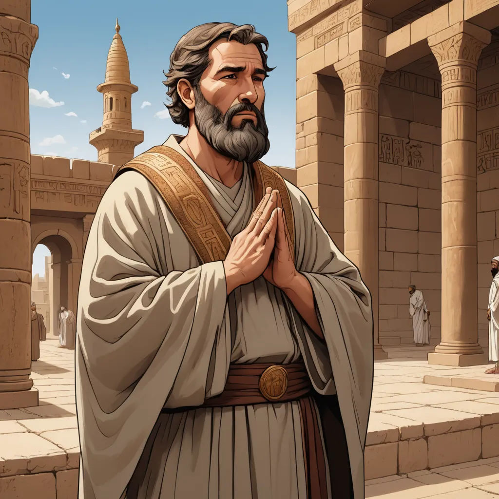 a man with a beard and a beard standing in front of a building with a cross on it's chest, unilalianism, a statue, Asaf Hanuka, high detail illustration