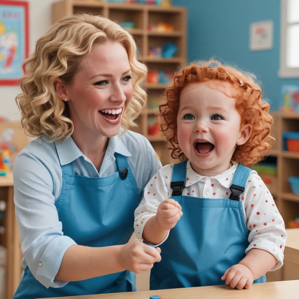 a woman holding a child in a room with wooden shelves and toys on the floor and a wooden table, american barbizon school, a stock photo, Evelyn Cheston, promotional image