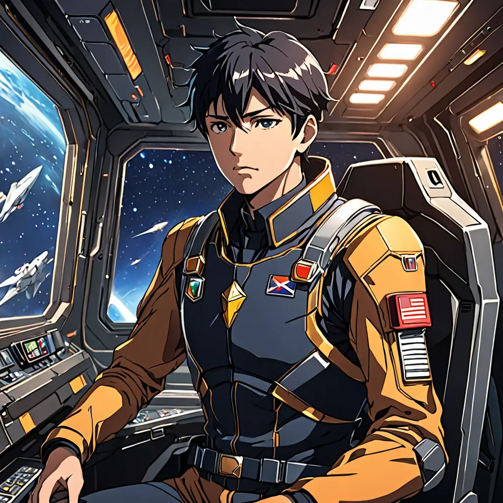 a man in a space station sitting in a chair looking out the window at the earth and stars in the distance, space art, a character portrait, Cedric Seaut (Keos Masons), official art