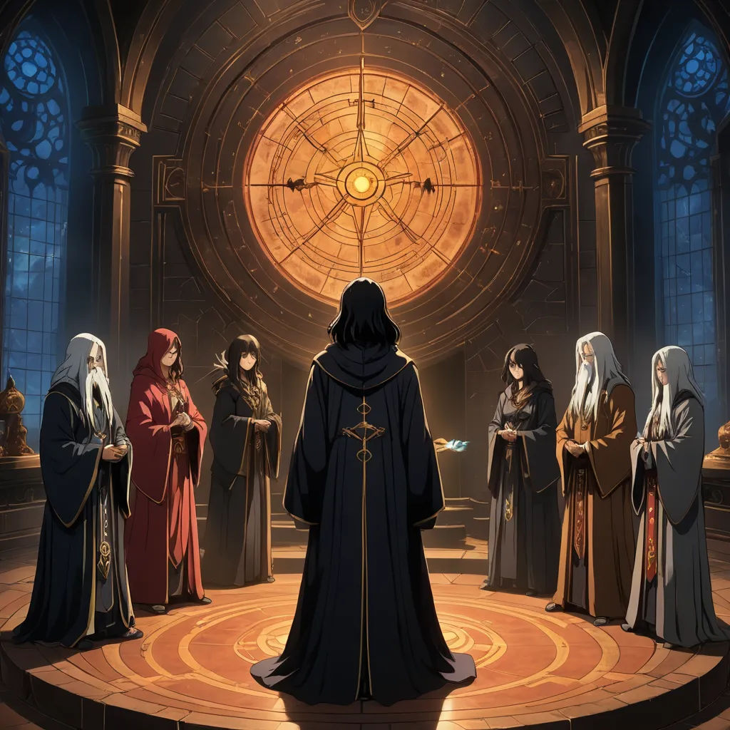 a group of people standing around a room with a sun in the background and a clock on the wall, sots art, concept art, Cedric Seaut (Keos Masons), official art