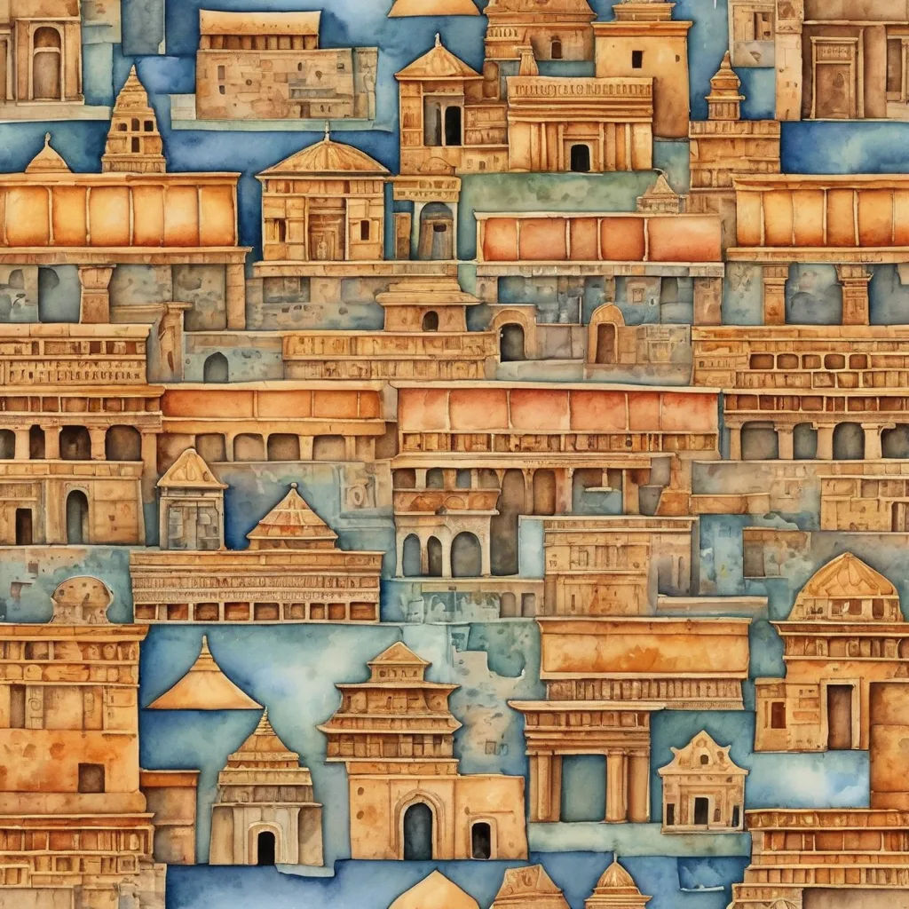 a painting of a city with buildings and a sky background with clouds in the background and a blue sky, samikshavad, a detailed painting, Chris LaBrooy, city background