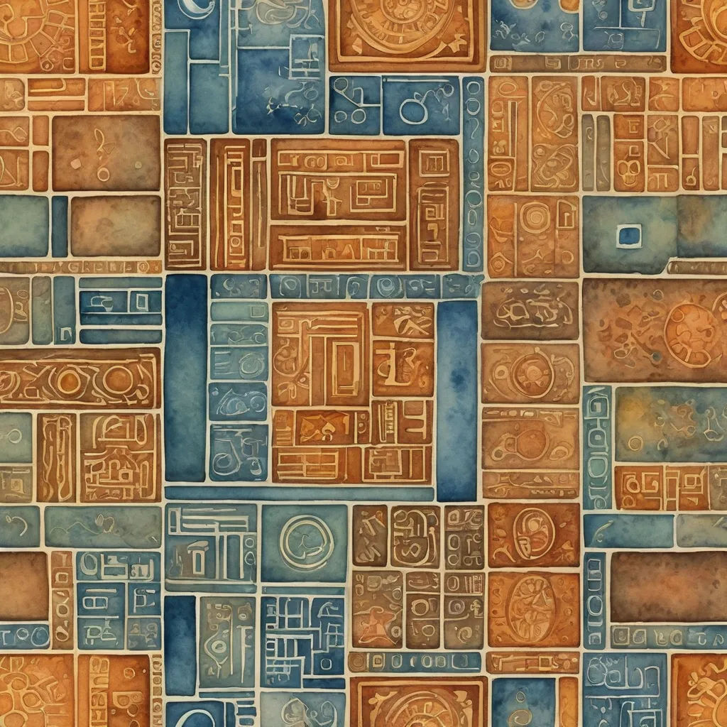 a tile wall with a lot of different colors and shapes on it, including letters and numbers, and a circle, generative art, an abstract painting, Elizabeth Murray, the fifth element artifacts